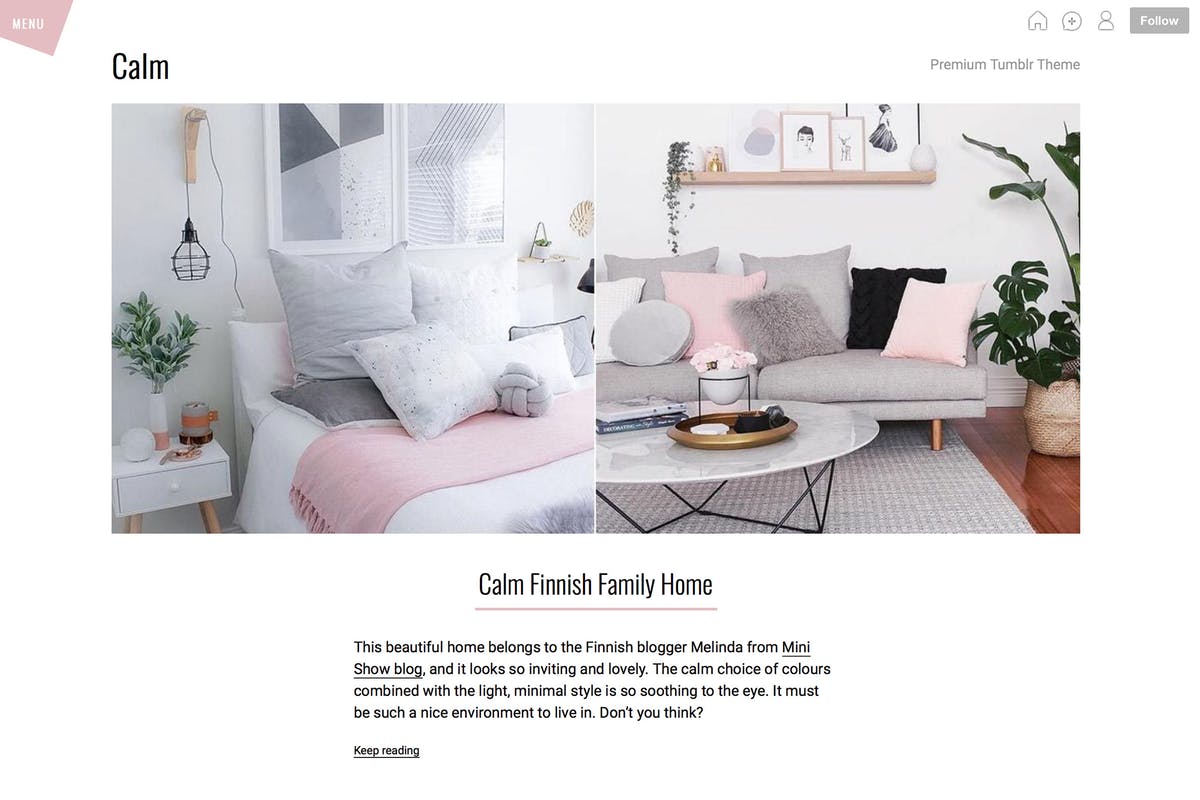 家居品牌网站Tumblr主题 Calm Tumblr Theme插图