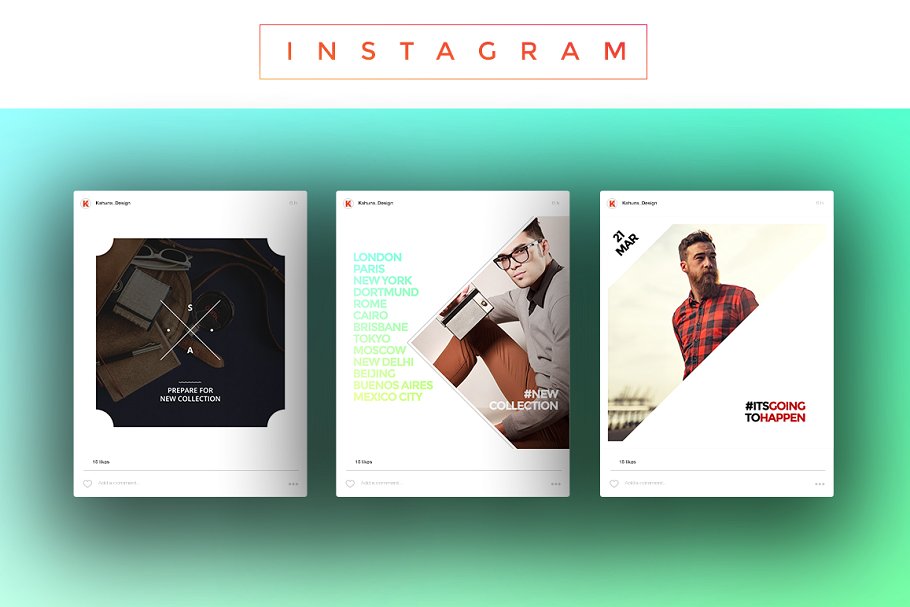 时尚服饰适用社交媒体贴图模板素材库精选 Social Media Pack插图(3)