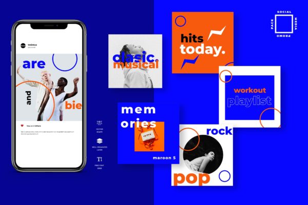 双色调Instagram社交贴文设计模板素材库精选 Two Duotone Instagram Post Template