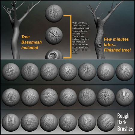 树木纹Zbrush笔刷