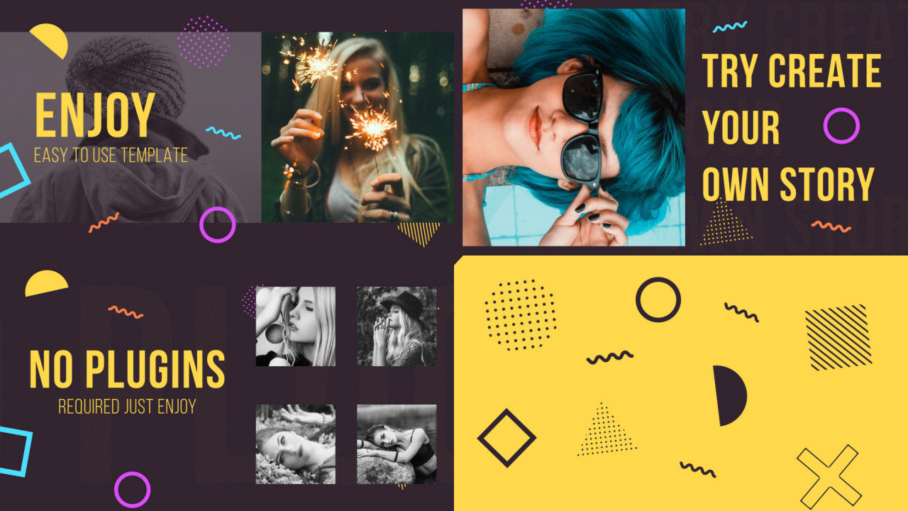 孟菲斯元素幻灯片素材库精选AE模板