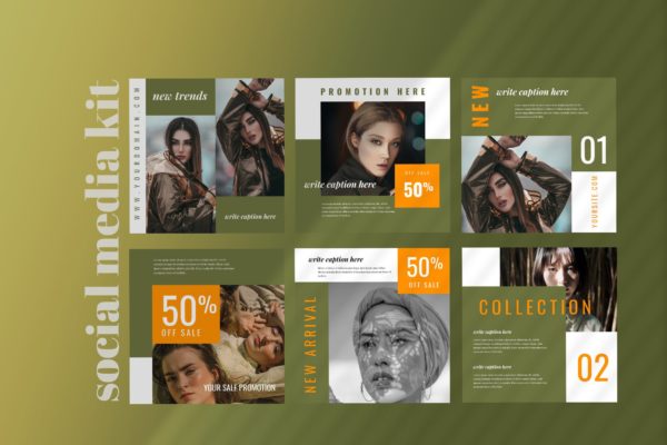 服装大牌社交自媒体广告设计模板素材库精选 Tweleve – Social Media Kit