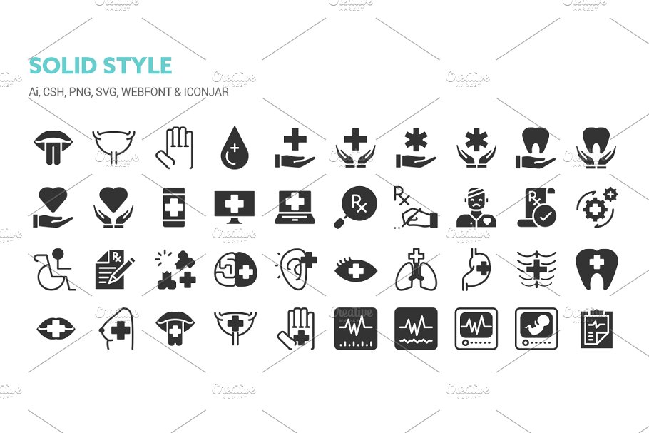 健康医药主题图标 Health and Medical Icons插图(3)
