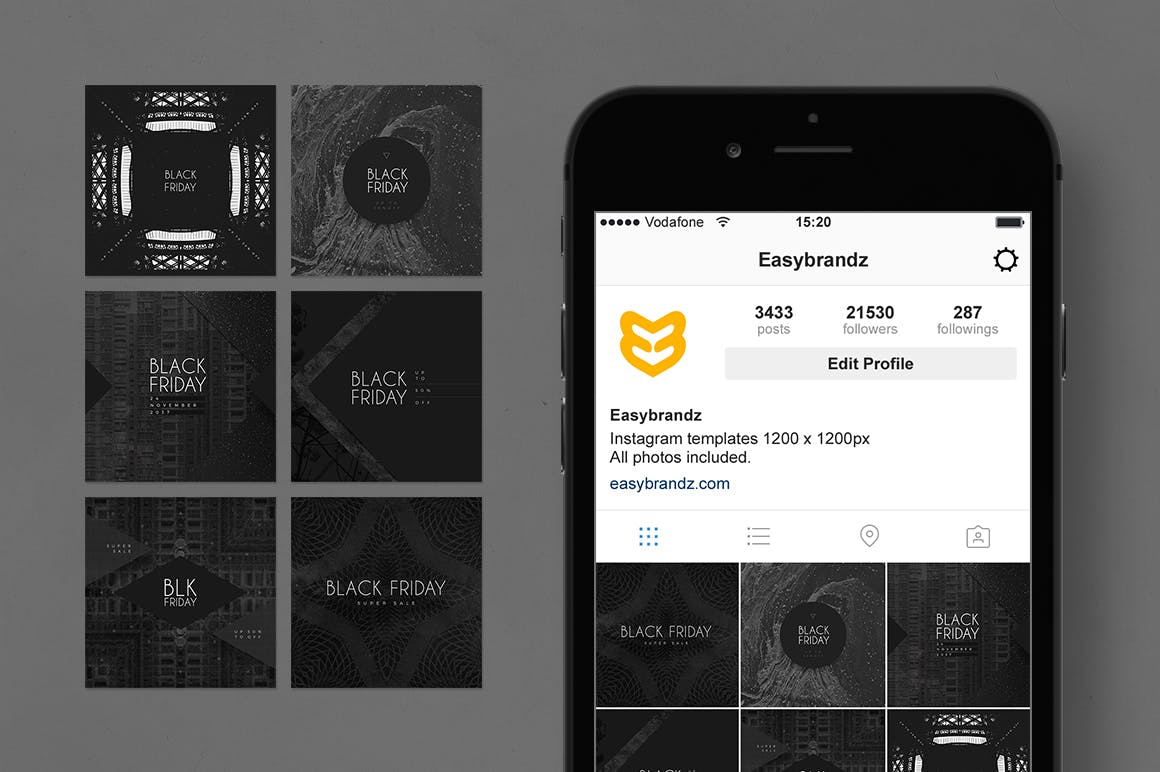 黒五购物节Instagram社交设计素材 Instagram Black Friday Templates插图(3)