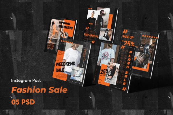时尚促销活动主题Instagram社交贴图广告设计模板素材库精选 Creative Fashion Sale Instagram Posts