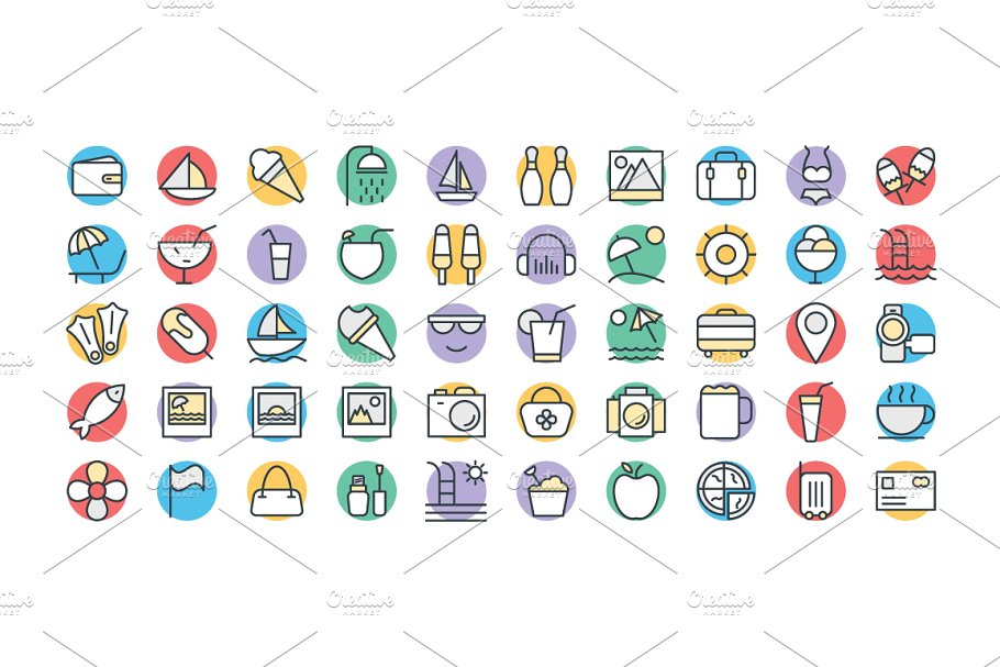 125+夏季海滩派对矢量图标 125+ Summer Vector Icons插图(2)