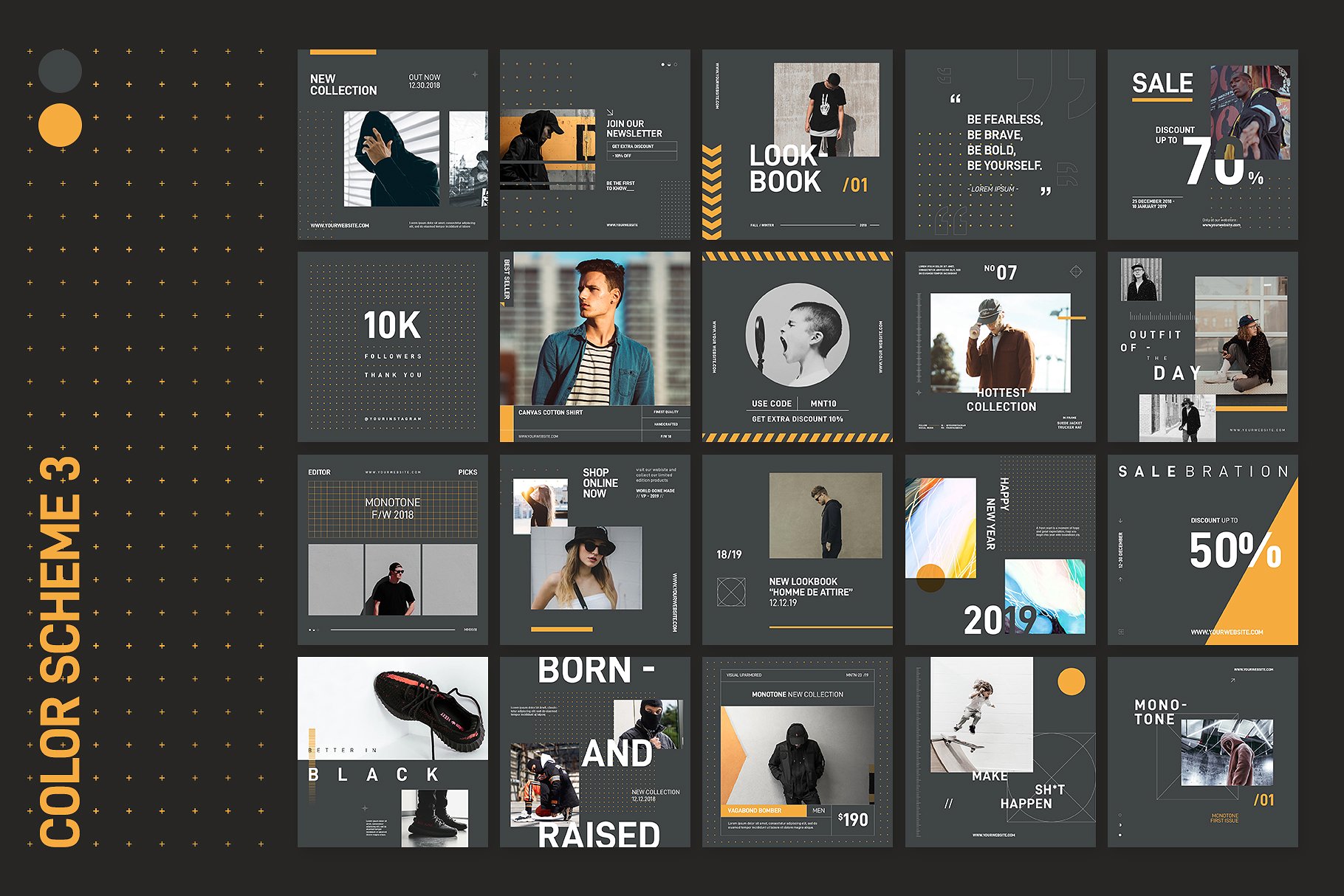 Instagram社交电商促销广告Banner模板 Monotone Streetwear Instagram Bundle插图(7)