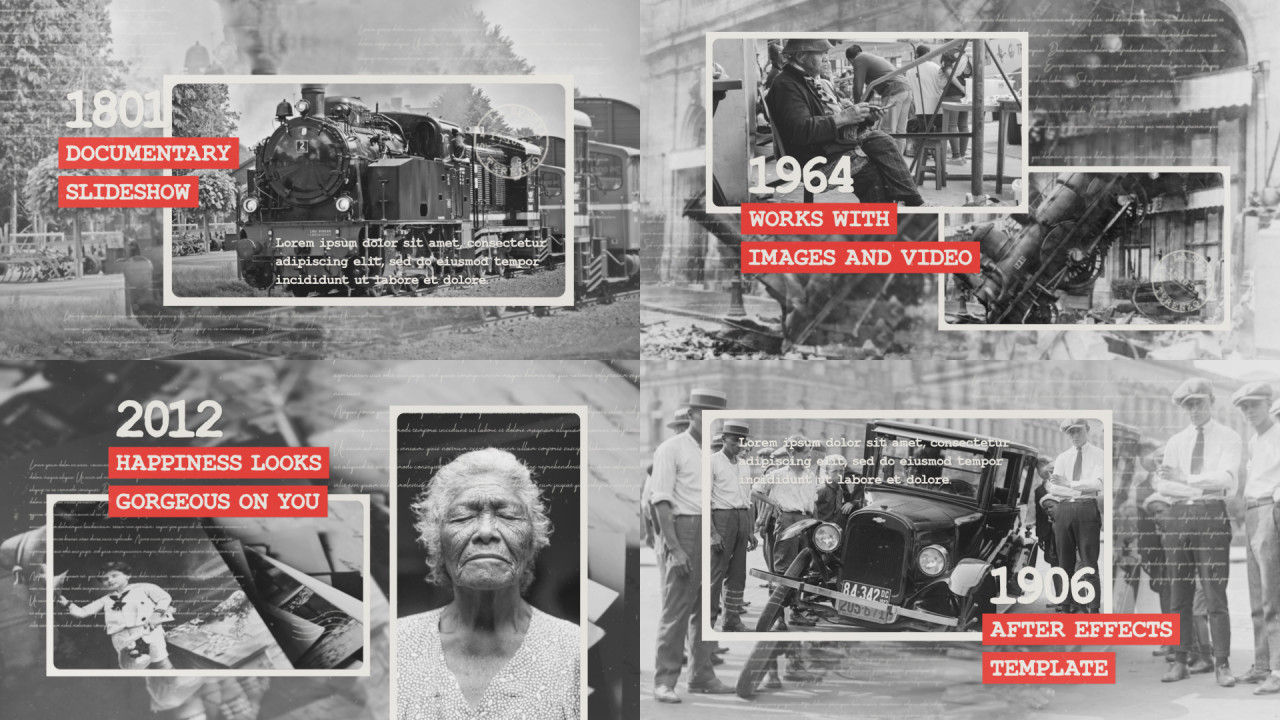 缓慢的历史纪录片回忆相册片头素材库精选AE模板