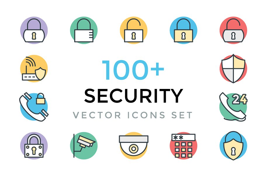 100+信息安全数据保护矢量图标 100+ Security Vector Icons插图