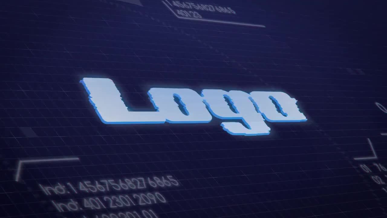 公司Glitch HUD徽标简介素材库精选AE模板