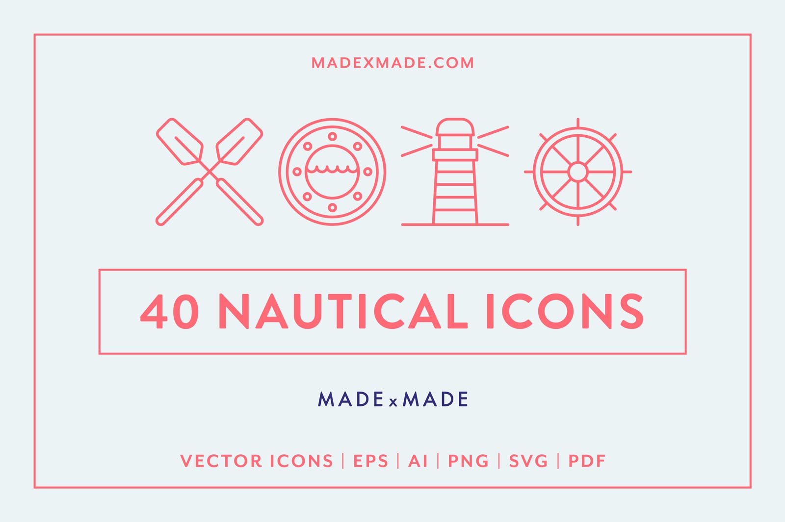40个航海主题图标 40 Free Nautical Icons插图