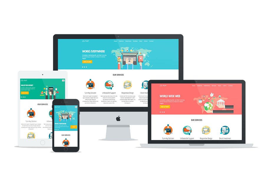 网站服务/云服务网站响应式模板素材库精选  Hot Flat插图(1)