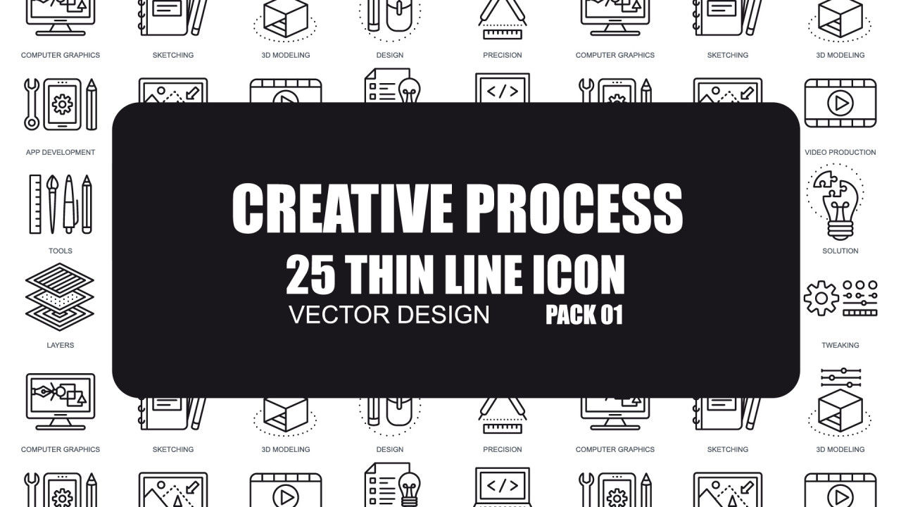 25个最新的创作过程细线图标素材库精选AE模板