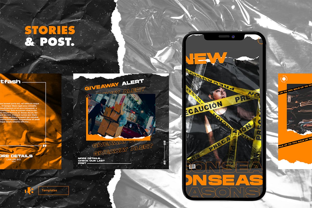 塑料胶纸纹理背景Instagram贴图设计模板素材库精选v3 Instagram Template vol.3插图(4)