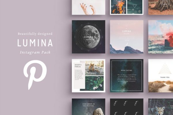 美丽多用途易用Pinterest模板素材库精选 LUMINA Pinterest Pack