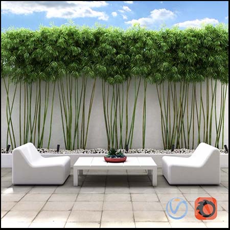 竹子墙面背景素材之家精选3D模型