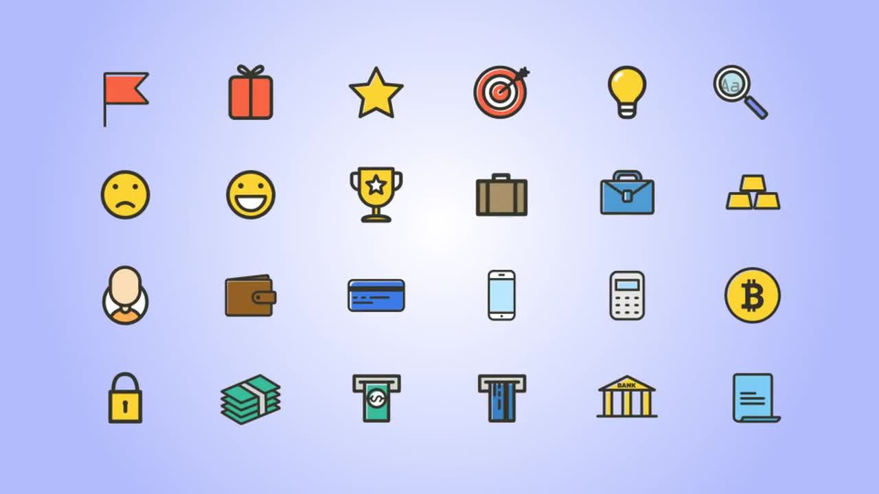 创意动画金融图标素材库精选AE模板