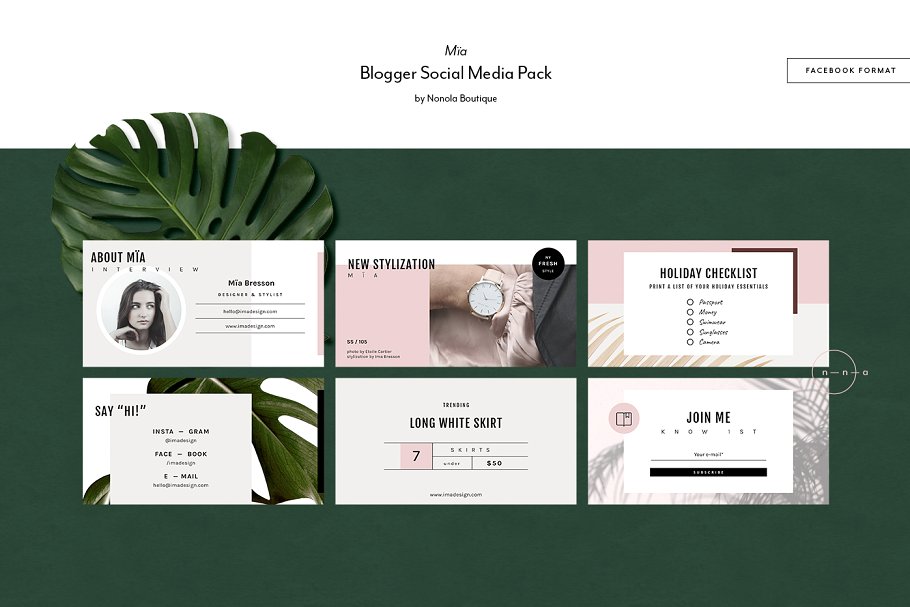 时尚主题博客&社交媒体贴图模板素材库精选 Blogger Social Media Kit • Mïa插图(8)