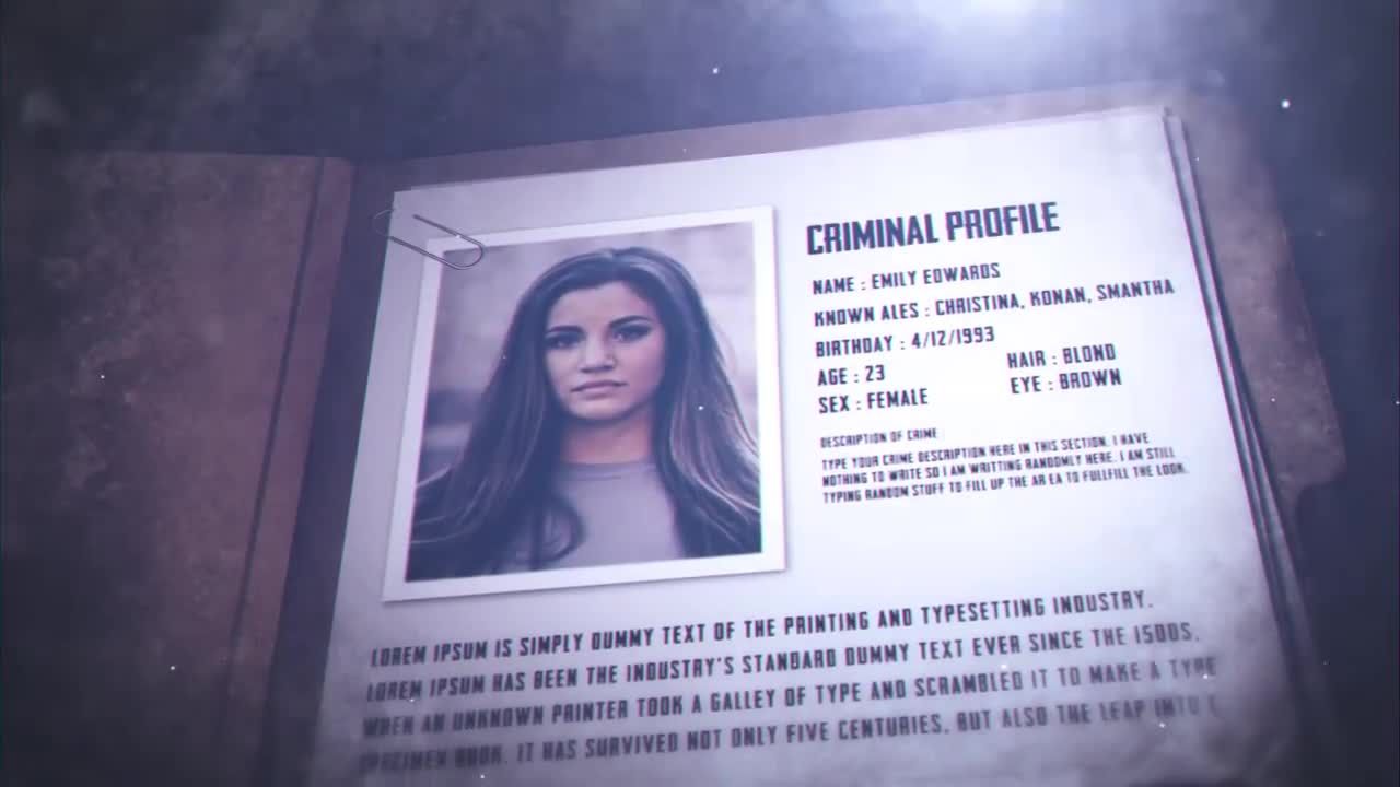 刑侦片犯罪档案过渡效果素材库精选AE模板