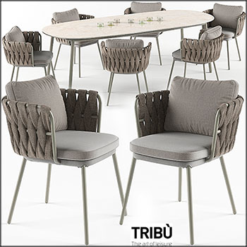 Tosca餐桌和扶手椅套装素材之家精选3D模型