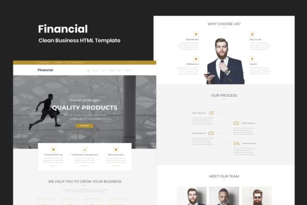 简约金融理财主题网站HTML模板素材库精选 Financial – Clean Business HTML Template