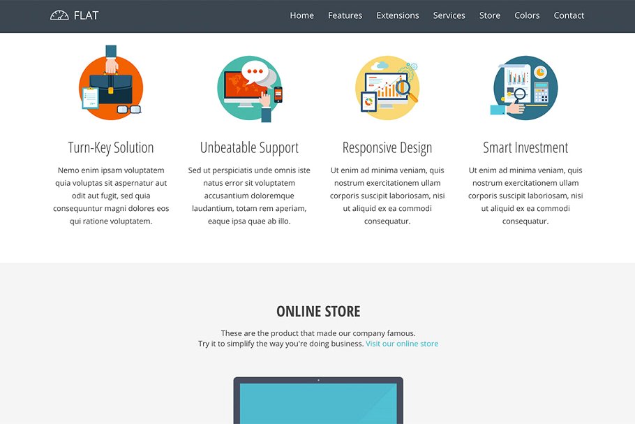 网站服务/云服务网站响应式模板素材库精选  Hot Flat插图(3)