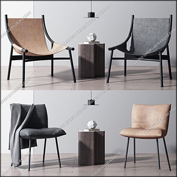 现代休闲单椅边桌组合素材之家精选3D模型