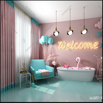 粉色系儿童房室内场景素材之家精选3D模型