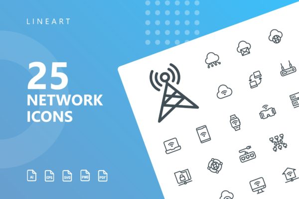 网络科技主题矢量线性素材库精选图标 Network Lineart Icons