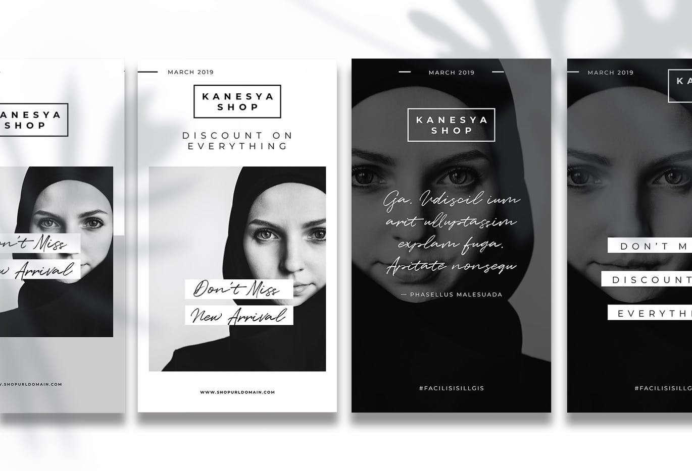 黑白简约风格Instagram社交品牌故事设计素材 Clean Instagram Story Template插图(3)