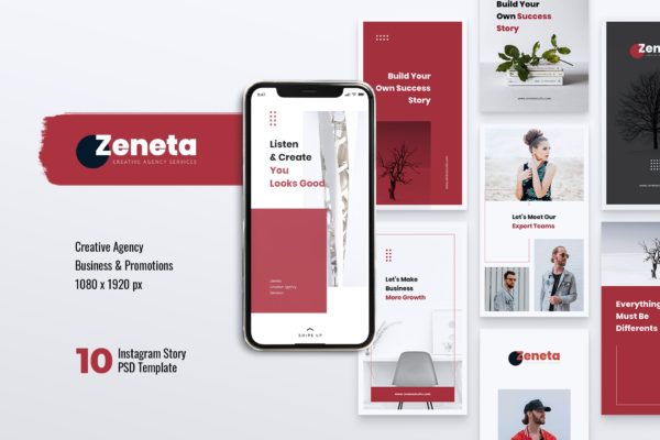 创意代理公司Instagram社交宣传推广设计素材包 ZENETA Creative Agency Instagram Stories