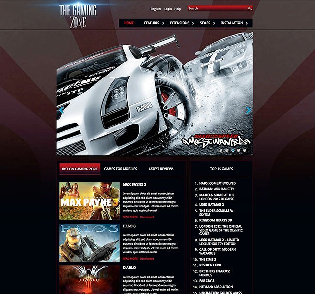 游戏电子竞技主题Joomla网站主题模板素材库精选 Hot Gaming Zone插图(3)