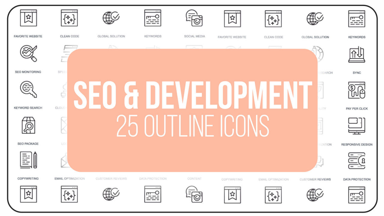 25个时尚优雅创意的SEO优化大纲动画图标素材库精选AE模板