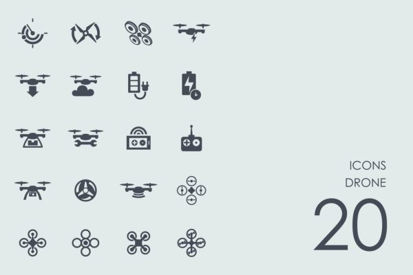 一组20个无人机图标 Drone icons