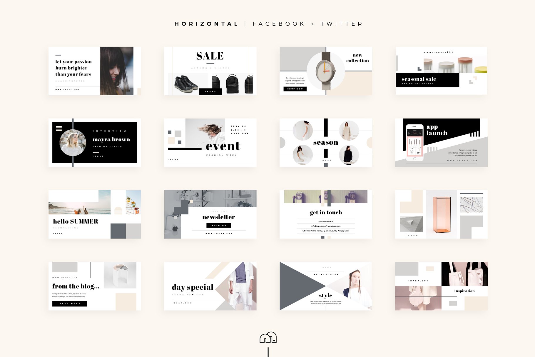 时尚潮流主题社交媒体贴图模板素材库精选 Inara – Social Media Bundle插图(3)