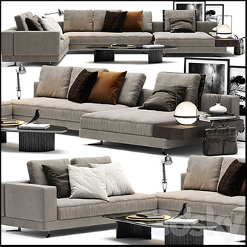 Minotti转角沙发和茶几素材之家精选3D模型