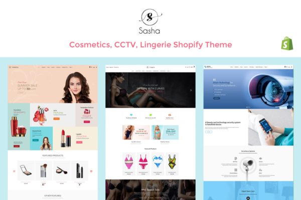 美容化妆品网上商城Shopify商城主题模板素材库精选 Sasha – Cosmetics, CCTV, lingerie Shopify Theme