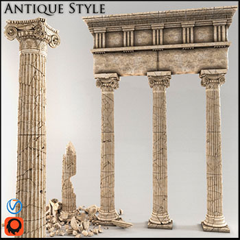 破旧损坏的罗马柱素材之家精选3D模型