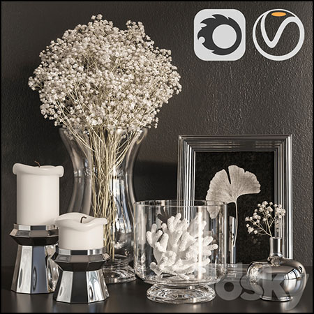 干花 蜡烛室内装饰品素材之家精选3D模型