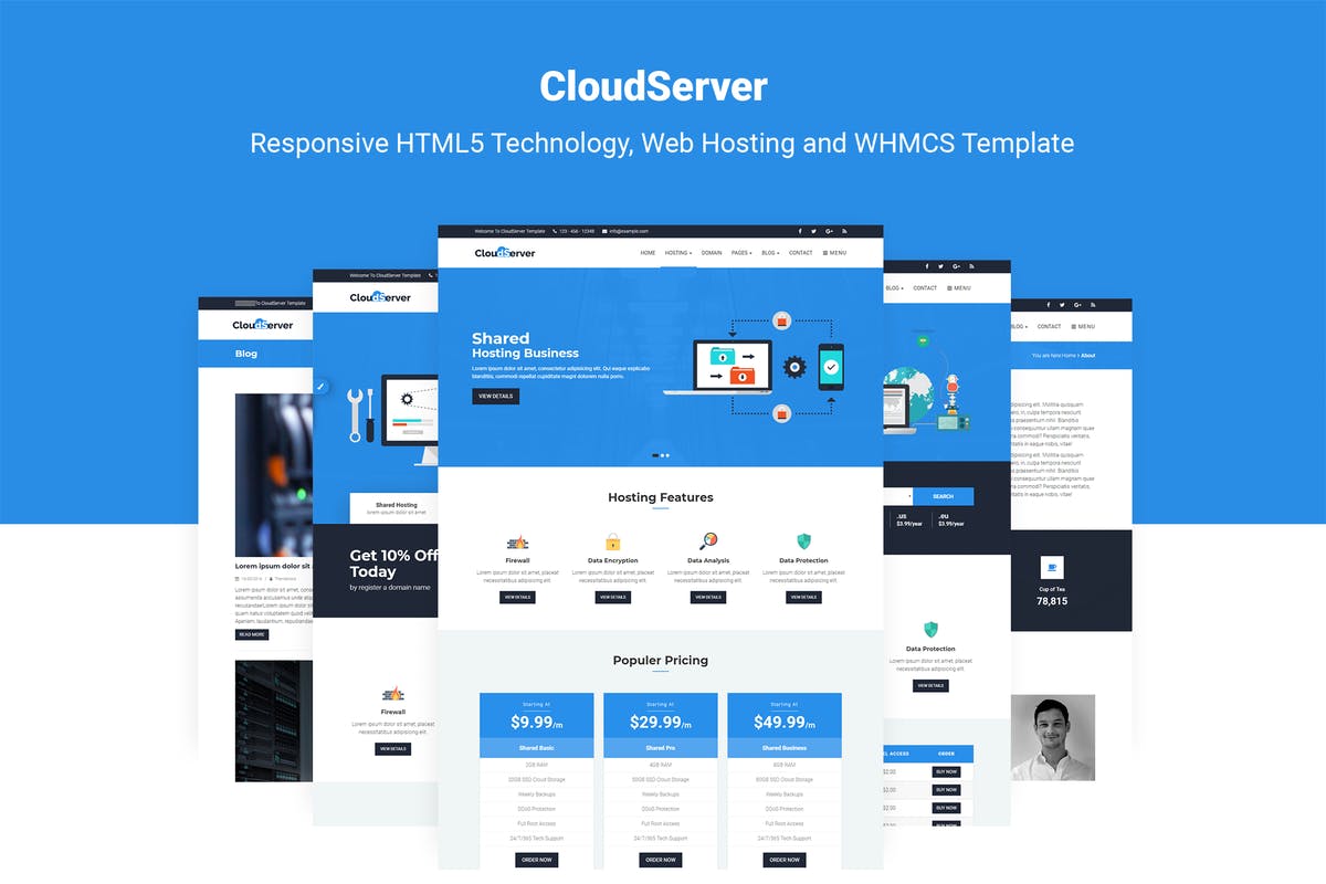 云计算技术＆服务器服务提供商网站WHMCS模板素材库精选 CloudServer | Technology, Hosting & WHMCS Template插图