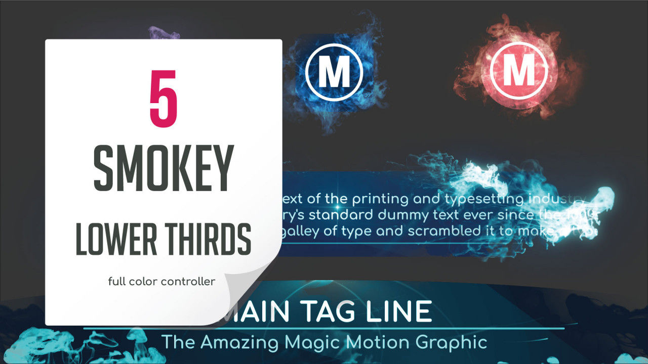 魔术烟熏墨水下三分之一标题动画素材库精选AE模板