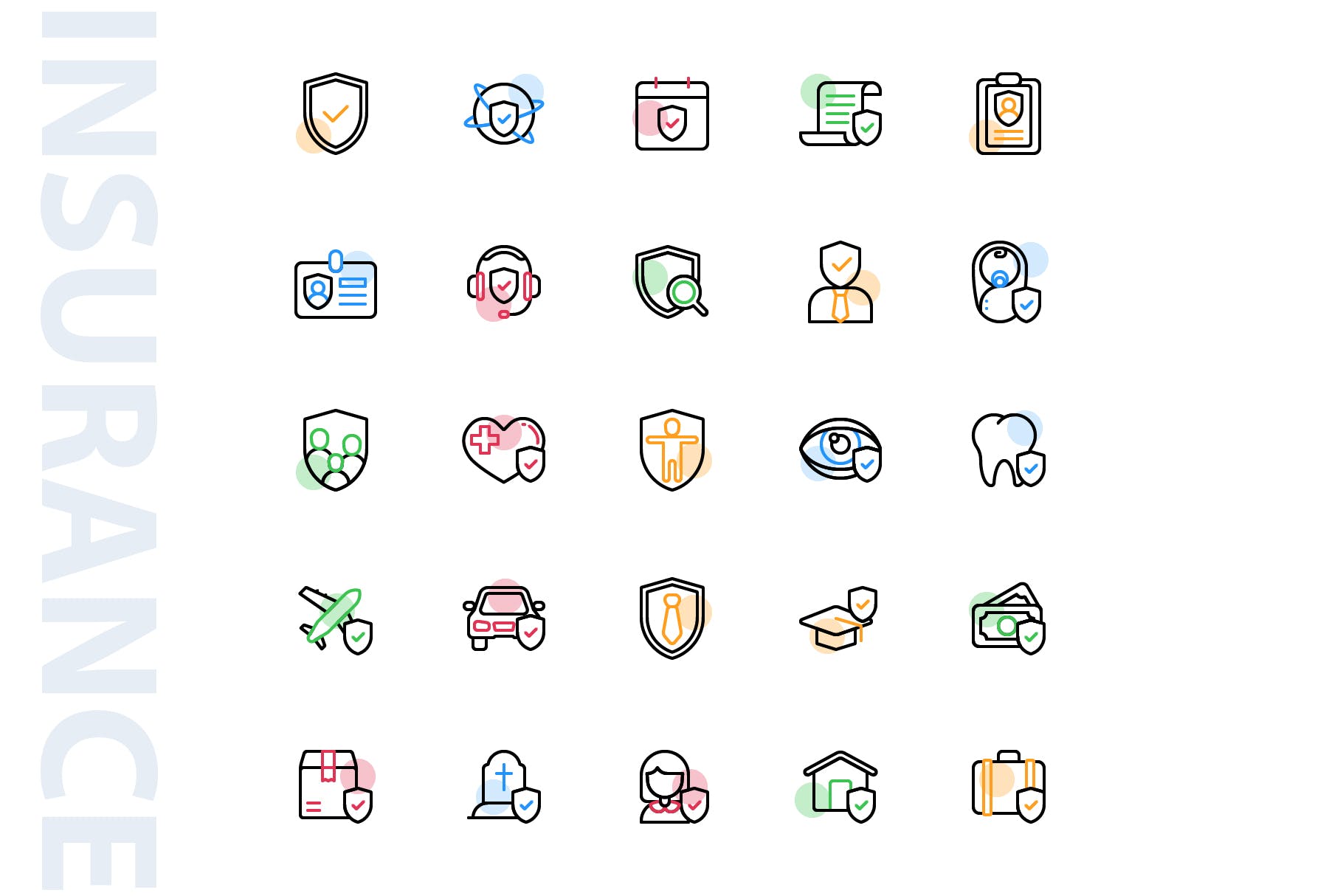 25枚保险行业阴影素材库精选图标素材 Insurance Shape插图(3)