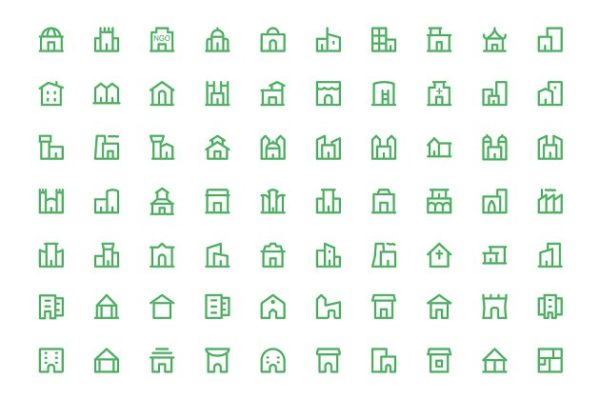 175+建筑工程线条图标素材 175+ Building Line Icons