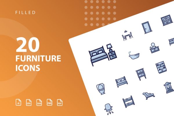 家具矢量填充素材库精选图标素材v1 Furniture Filled Part 1