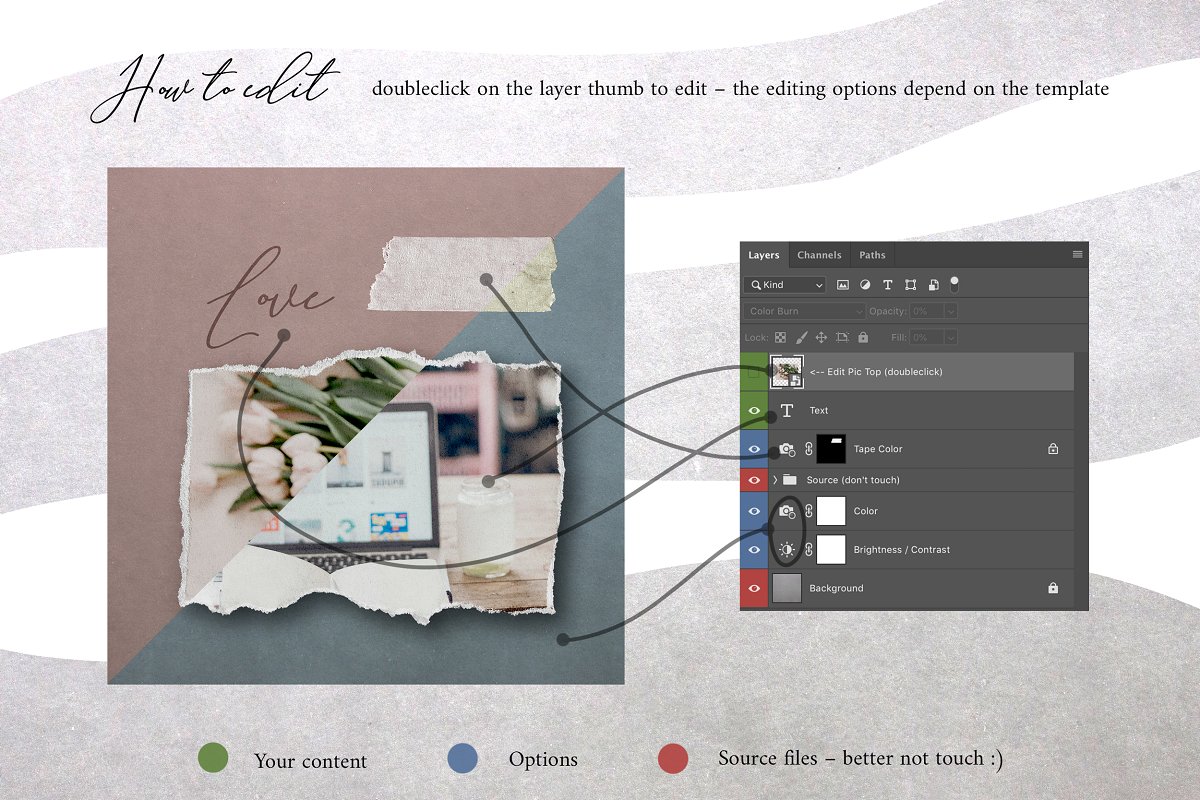 残缺的纸张Instagram社交帖子模板素材库精选插图(1)