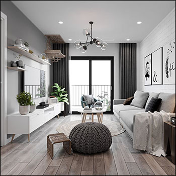 客厅和厨房室内场景素材之家精选3D模型By NguyenDucThuan