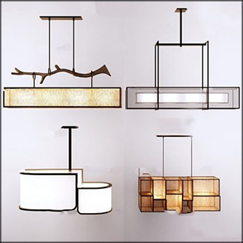 4款家用金属吊灯素材之家精选3D模型