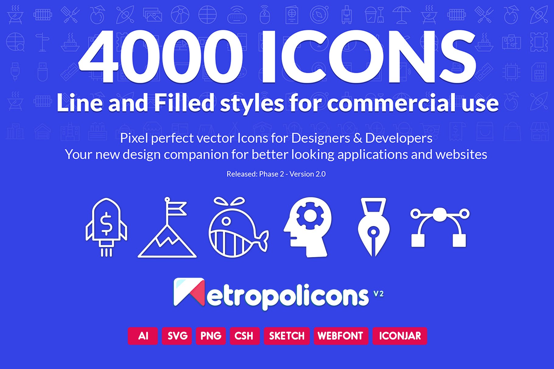 4000枚线条和填充矢量图标 4000 Line and Filled Icons Bundle插图