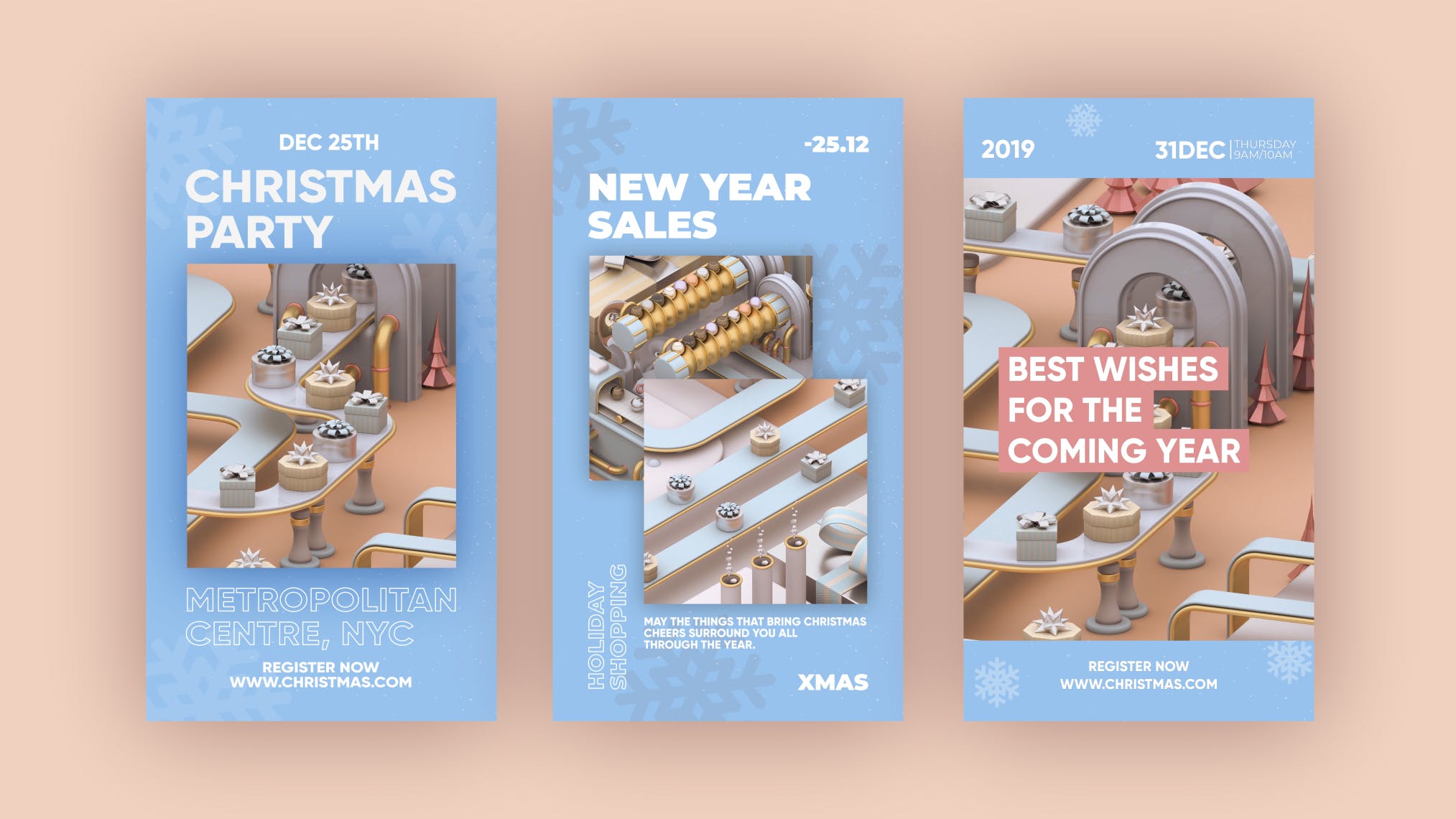 圣诞节3D建模工厂场景背景品牌故事/促销广告模板 Christmas Stories插图(11)