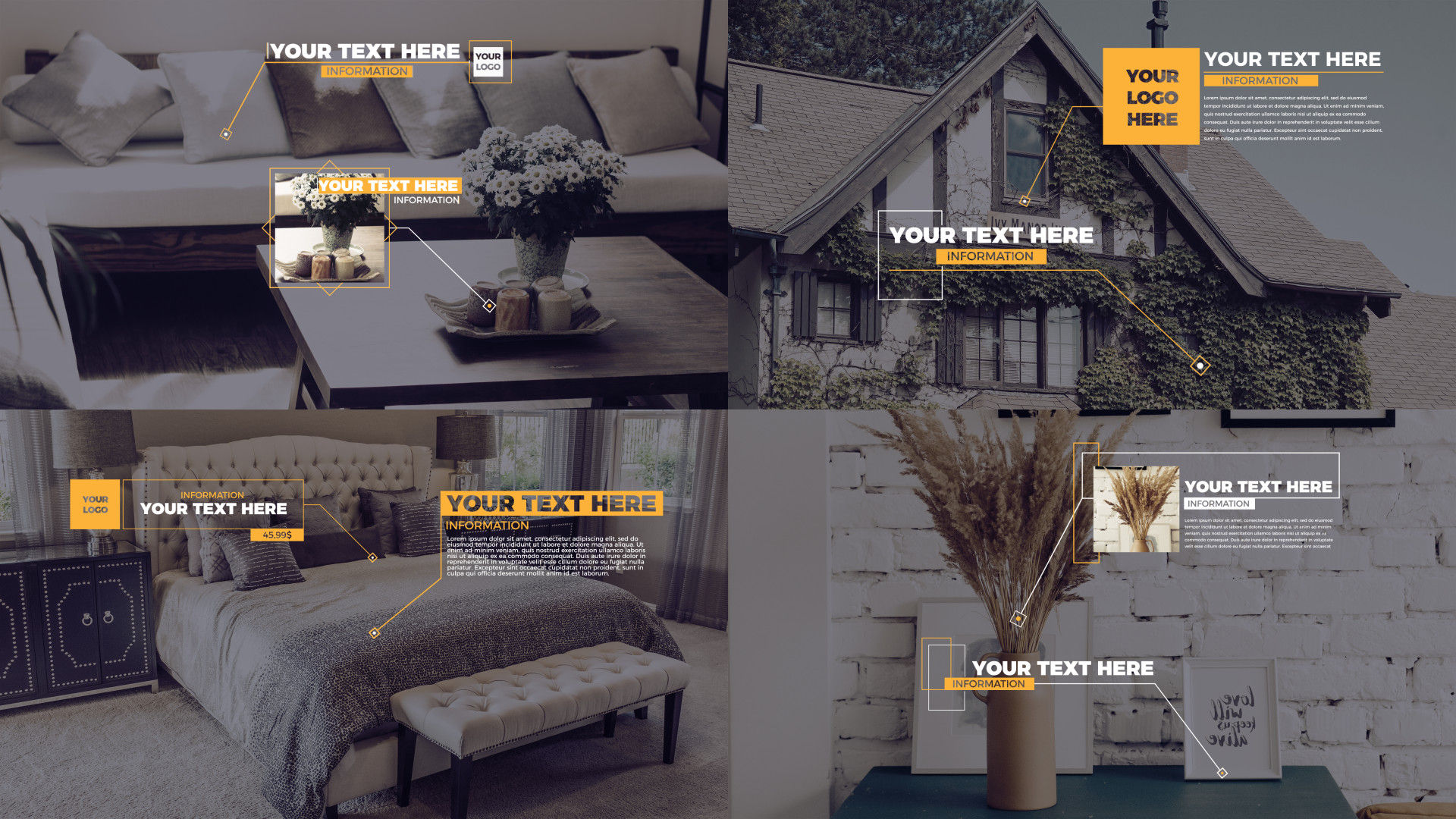 12个现代时尚新颖的全屏标注标题素材库精选AE模板